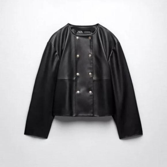 Zara Jackets & Blazers - ZARA FAUX LEATHER BLAZER size medium  3046/042 #B33